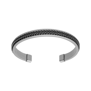 BRACELET ACIER RIGIDE OUVERT TRESSE  63 X 50MM