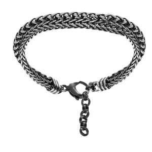 BRACELET ACIER PATINÉ DOUBLE CHAINE 19+3CM BRACELET ACIER PATINÉ DOUBLE CHAINE 19+3CM