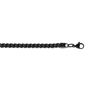 BRACELET ACIER PVD NOIR MAT MAILLE CARRÉE  4X4MM FRANCO  21.5CM