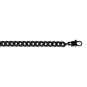 BRACELET ACIER PVD NOIR MAILLE CARRÉE  5X5MM  FRANCO 22CM