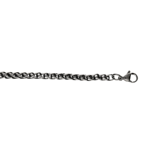 BRACELET ACIER MAILLE 4MM PALMIER  PATINÉE BRILLANTE  19+2CM