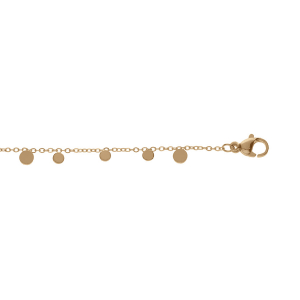 BRACELET ACIER PVD DORÉ PAMPILLES PASTILLES LISSES 16+3CM