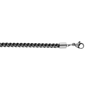 BRACELET ACIER MAT ET PVD NOIR MAILLE FRANCO  21CM