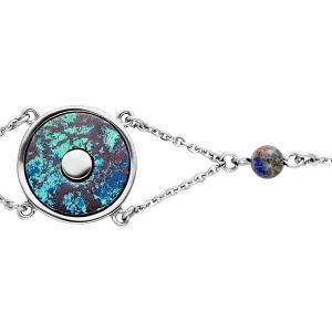 BRACELET ACIER CERCLE PIERRE CHRYSOCOLLE 15,5+3,5CM