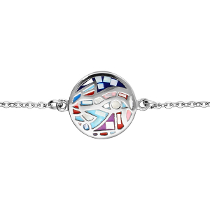 BRACELET ACIER STELLA MIA ROND RÉSINE MULTI COULEUR ET NACRE 15,5+3,5CM