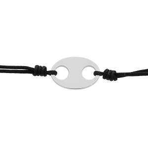 BRACELET ACIER JUNIOR CORDON NOIR GRAIN DE CAFÉ 15+3CM
