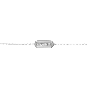 BRACELET ACIER MOTIF RECTANGLE STRASS  16+3CM
