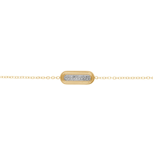 BRACELET ACIER DORÉ MOTIF RECTANGLE STRASS  16+3CM