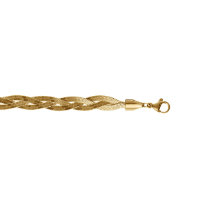BRACELET ACIER DORÉ TRESSE MIROIR 16+4CM