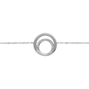 BRACELET ACIER 2 ANNEAUX ET STRASS 16+4CM