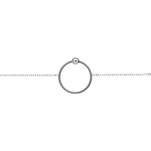 BRACELET ACIER ANNEAU ÉVIDÉ ET STRASS 16+4CM