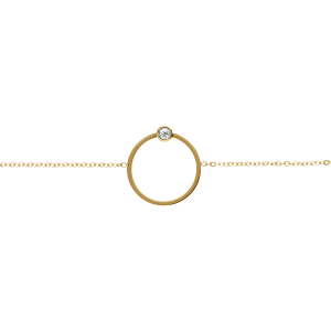 BRACELET ACIER DORÉ ANNEAU ÉVIDÉ ET STRASS 16+4CM