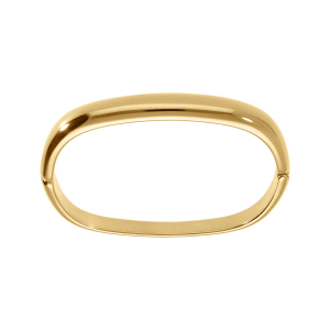 BRACELET ACIER DORÉ JAUNE DEMI JONC FORME RECTANGULAIRE ARTICULÉ DIAM 61X51MM