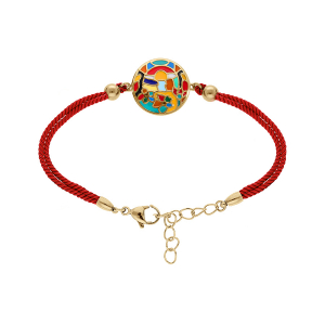BRACELET ACIER DORÉ JAUNE STELLA MIA ROND RÉSINE MULTI COULEURS  16+3CM