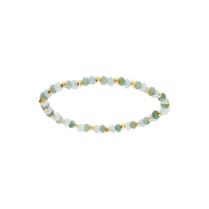 BRACELET EXTENSIBLE AMAZONITE ET AVENTURINE VÉRITABLE ET BOULES ACIER DORÉ FACETÉ