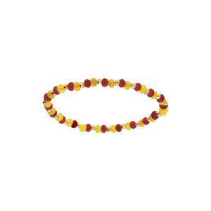 BRACELET EXTENSIBLE JADE JAUNE ET AGATE ORANGE VÉRITABLE ET BOULES ACIER DORÉ