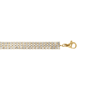 BRACELET ACIER DORÉ JAUNE OXYDES BLANCS SERTIS 16+4CM