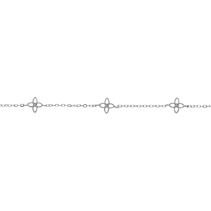 BRACELET ACIER 3 FLEURS RÉSINE BLANCHE 16+3CM