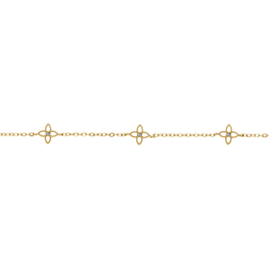 BRACELET ACIER DORÉ 3 FLEURS RÉSINE BLANCHE 16+3CM