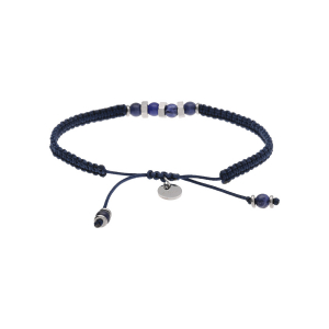 BRACELET ACIER JUNIOR CORDON RÉGALBLE BLEU ET 4 BOULES BLEU