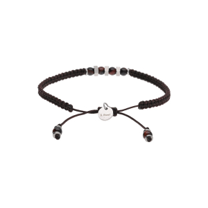BRACELET ACIER JUNIOR CORDON RÉGALBLE MARRON 4 BOULES MARRON