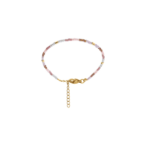 BRACELET ACIER DORÉ VERRE NACRÉ TON ROSE  16+3CM