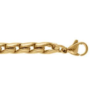BRACELET ACIER DORÉ MAILLE ASPECT TORSADE 5MM  19+2CM