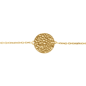 BRACELET ACIER DORÉ PASTILLE MARTELÉE  11MM  16+3CM