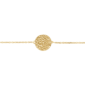 BRACELET ACIER DORÉ PASTILLE MARTELÉE  11MM  16+3CM