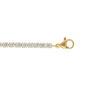 BRACELET ACIER DORÉ OXYDES BLANCS SERTIS 16+3CM