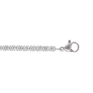 BRACELET ACIER OXYDES BLANCS SERTIS 16+3CM BRACELET ACIER OXYDES BLANCS SERTIS 16+3CM
