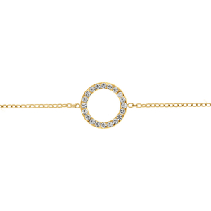 BRACELET ACIER DORÉ CERCLE CONTOUR OXYDES BLANCS 16+3CM