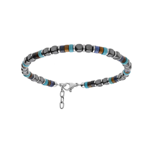 BRACELET ACIER VERRE TEINTÉ 19+2CM