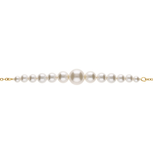 BRACELET ACIER DORÉ PERLES IMITATION BLANCHES 16+3CM