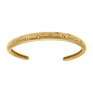 BRACELET JONC ACIER DORÉ ETOILES OXYDES BLANCS DIAM 57MM