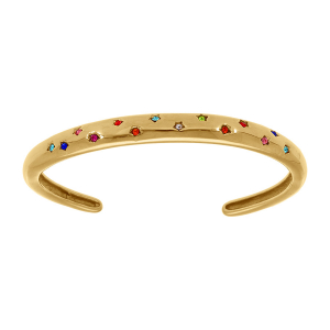 BRACELET JONC ACIER DORÉ ETOILES OXYDES MULTICOLORE 57MM