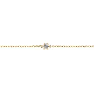BRACELET ACIER DORÉ SOLITAIRE 4MM  OXYDE BLANC  16+3CM