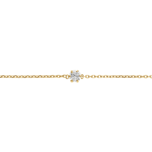 BRACELET ACIER DORÉ SOLITAIRE 4MM  OXYDE BLANC  16+3CM