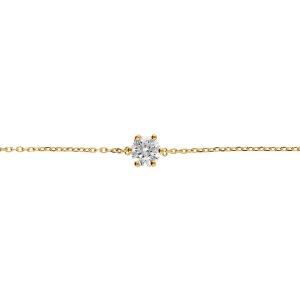 BRACELET ACIER DORÉ SOLITAIRE 6MM  OXYDE BLANC  16+3CM