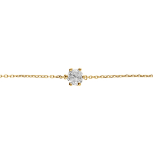 BRACELET ACIER DORÉ SOLITAIRE 6MM  OXYDE BLANC  16+3CM
