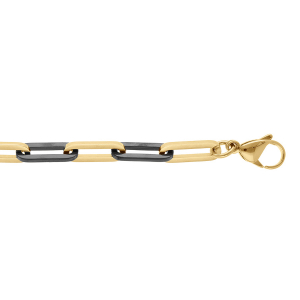 BRACELET ACIER DORÉ ET PVD NOIR 21CM
