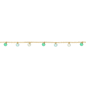 BRACELET ACIER DORÉ PAMPILLES OXYDES VERT 16+3CM