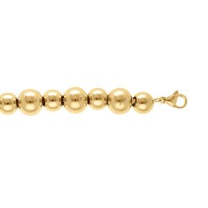 BRACELET ACIER DORÉ BOULES 8MM ET 10MM 18+3CM