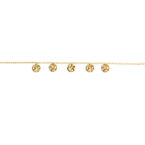 BRACELET ACIER DORÉ PAMPILLE PASTILLES MARTELÉES 16+3CM