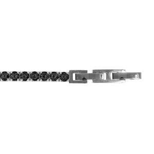 BRACELET ACIER OXYDES NOIRES 19+1CM RÉGLABLE DOUBLE FERMOIR