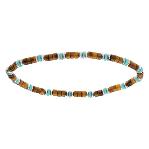BRACELET ACIER EXTENSIBLE BOULES OEIL DE TIGRE