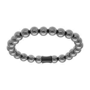 BRACELET ACIER EXTENSIBLE BOULES 8MM HÉMATITE