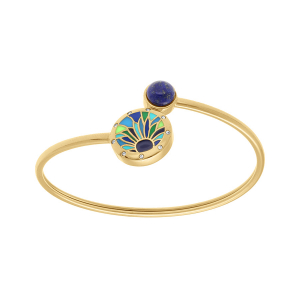 BRACELET ACIER DORÉ JAUNE STELLA MIA JONC FLEXIBLE RÉSINE BLEU ET VERTE