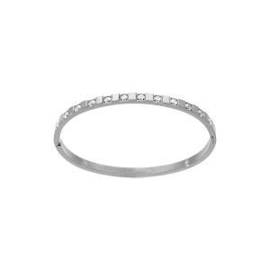 BRACELET ACIER RIGIDE ARTICULÉE OXYDES BLANCS SERTIS 63X47MM