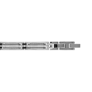 BRACELET ACIER DOUBLE CABLE 19CM + 1.5CM RÉGLABLE DOUBLE FERMOIR